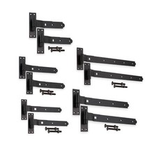 Hook and Band Cranked Hinges Set Iron Epoxy Black Wooden Gate Shed Door Pack