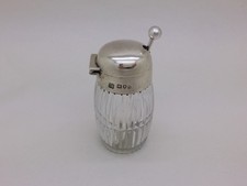Victorian 1899 Sterling Silver Mounted Glass Mustard Pot Hallmarked London