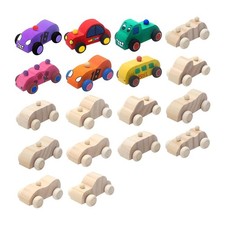 18 Pack DIY Wood Car Toys Unfinished Wooden Cars to Paint Wooden Craft Cars