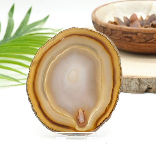 Natural agate slice - with, stand