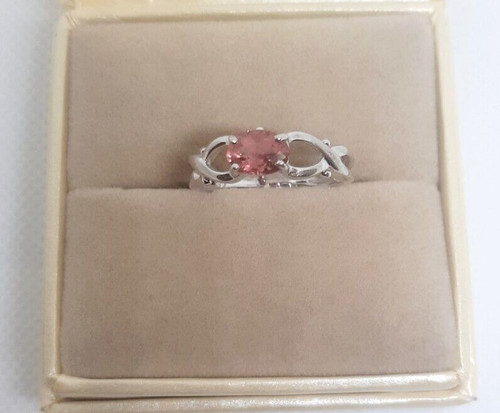 Rubellite white gold ring - 9k,