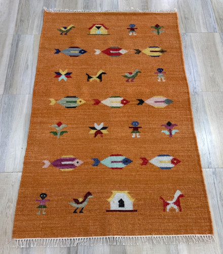 Tribal hand woven wool - wool, rug