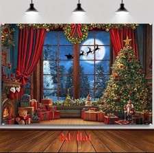 Santa Flying Banner Backdrop