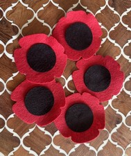 x5 Felt POPPY Poppies die cuts appliques diy brooches