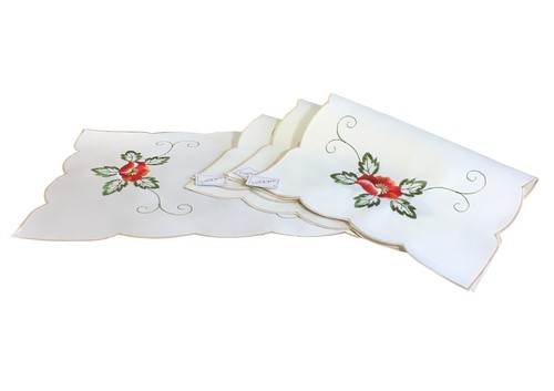 Embroidered poppy placemat - embroidered,