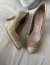Next Wide Fit Leather Court Shoe Cream/Beige/oatmeal 6 NEW
