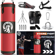 Heavy Duty Punching Bag Training Gloves Set 4FT Boxing MMA Fitness Training Bag