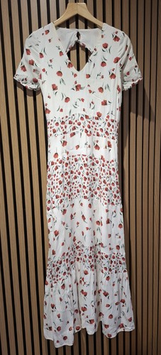 Cream floral maxi dress - cream,