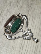 Large Vintage Sterling Silver Gemstone Three Sided Spinner Fob Pendant