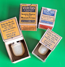 x 2 VERITAS GAS MANTLES inverted  G73286  medium & G6856 bijou + 2 empty boxes