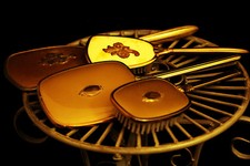 Gorgeous Vintage 4 Piece VANITY / DRESSER Set With Brushes & Mirrors