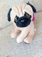 GOSH! Pugs and Kisses Butterfly Pug Dog 8" high Soft Toy Sparkly Eyes Cute