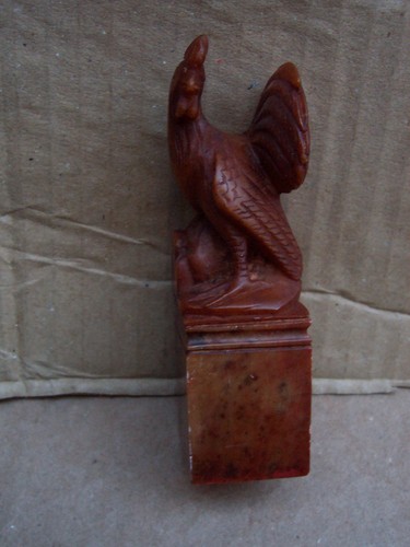 Chinese carved stone cockerel - stone,