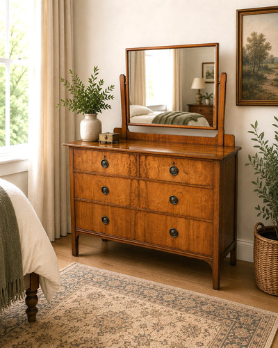 Antique walnut dressing table - walnut,