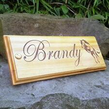 Horse Stable Name Plate Wooden Door Plaque - Edwardian Font - Jumping Horse Logo