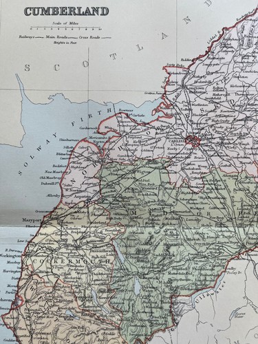 Antique map cumberland - antique,