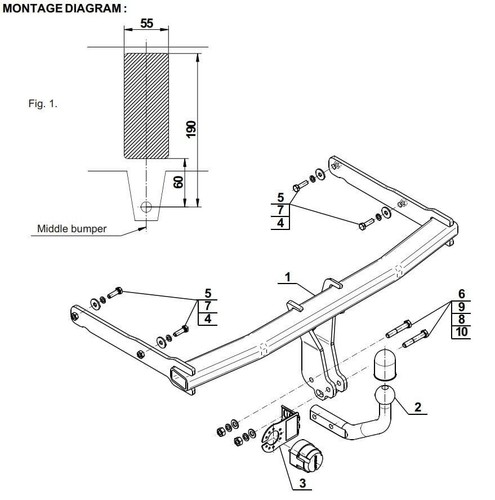 Swan neck tow - tow, bar