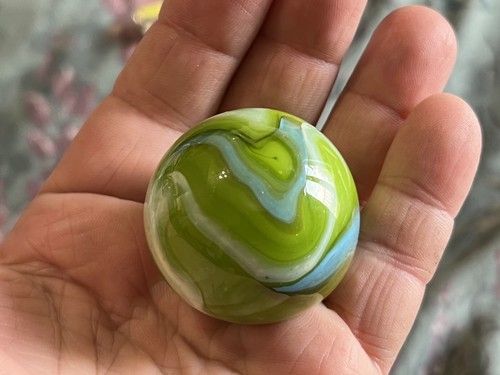 Large green white glass - green, /