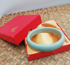Vintage Chinese Elegant  Natural Green Jade Bangle boxed Jewellery 61mm inside