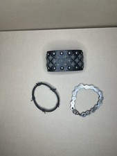 Men’s Punk Rock Bracelet Set – Studded Leather, Barbed Wire & Bike Chain Style