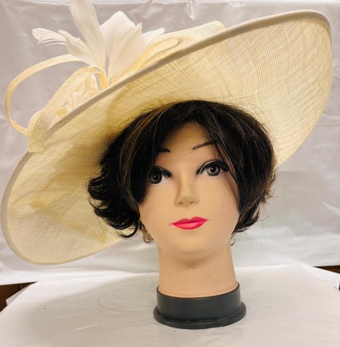 Ivory wide brim fascinator hat - wide,
