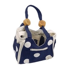 Old Bag Co Blue Spotty Canvas Bag Small Double Handles Clip Popper Fastening