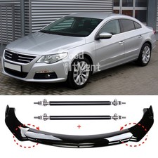 Gloss Black Front Bumper Lip Splitter Spoiler + Stud Rods For VW Passat CC B8 B9