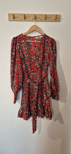 Misspap red floral wrap - floral, dress