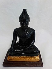 Buddha Figurine Statue Ornament Resin Black Feng Shui Meditation