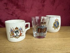 Royal Themed Mugs Glass  Vintage Collectible Memorabilia x 3 1937 1953 1977