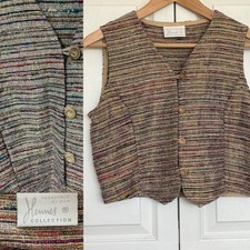 80s/90s Vintage Hennes H&M Sparkly Lurex Silk Waistcoat Size S/M