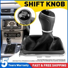 For VW PASSAT B7 2011-2014 Chrome/Black 6 Speed Gear Shift Knob + Gaiter Frame