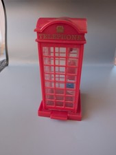 Unique Vintage 1960s Plastic England Telephone Booth Bank 6 3/4" Tall (S9)