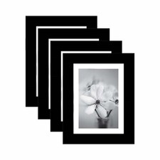4 x Black Glass Photo Frames