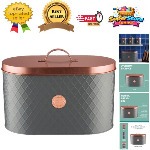 Henrik grey steel bread bin - bread,