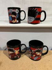 4 x VINTAGE DENNIS THE MENACE BLACK MUGS - FREE UK POSTAGE!