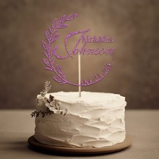Glitter Wedding Cake Topper With Name & Date Mr & Mrs Anniversary Party Decorate