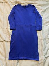 WoolOvers Jumper dress Ladies Small Blue Cotton & Cashmere Blend Knee Length