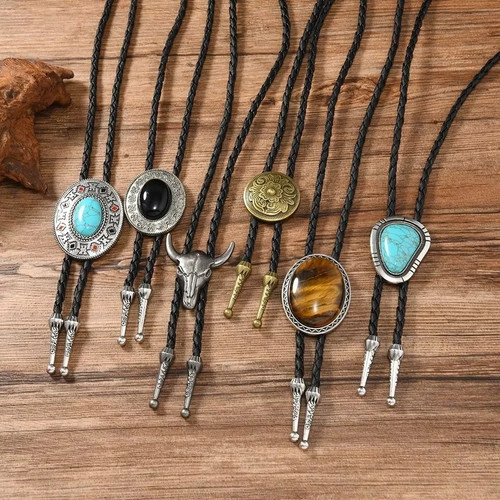Western cowboy bolo tie - bolo, black