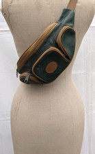 Vintage leather bum bag green waist belt pack case Augasse