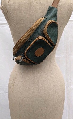 Vintage leather bum bag - , green