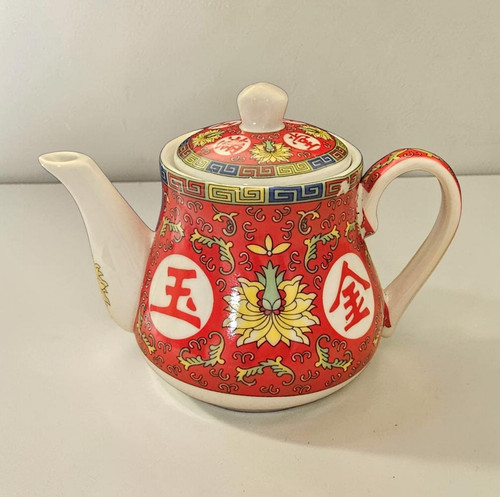 Chinese red porcelain teapot - chinese,