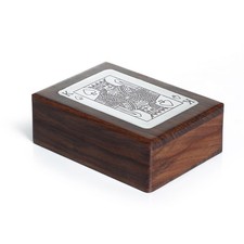 Wooden Playing Card Holder for 1 Deck – Handmade Silver Inlay Storage Box Gift