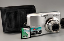Fujifilm  A160 Digital Camera Silver 10.2MP 3X Zoom 4GB Fuji SD Card AA 95% Mint