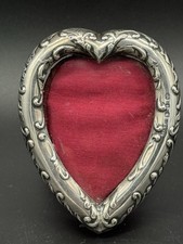 Sterling Silver Photograph Frame Antique Victorian Heart Shape English Hallmarks