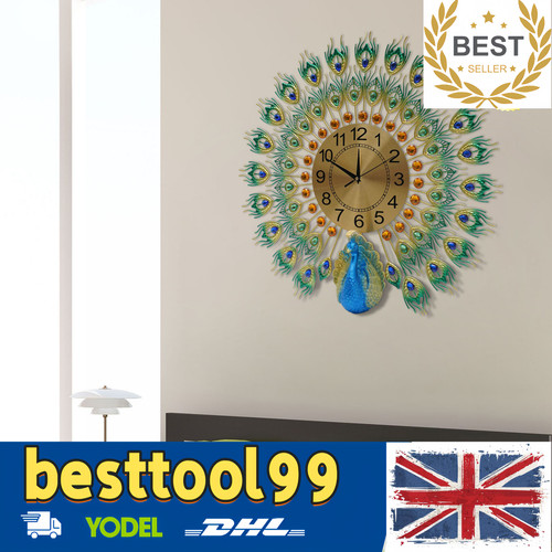 Metal wall clock peacock - wall,