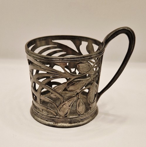 Art nouveau pewter tea - art, glass