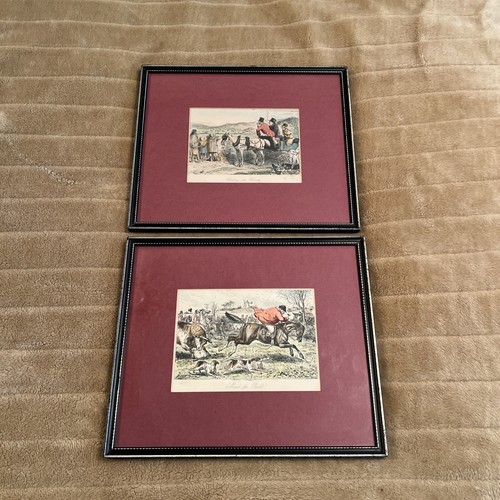 Pair vintage hunting scene - vintage,