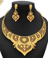 Dubai 24K Gold Plated Bridal Party Necklace Earrings Jewellery Set Indian 