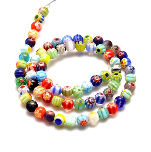Millefiori flower glass beads - flower,